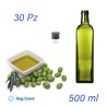 Kit 30 bottiglie per olio Marasca 500 ml in vetro verde UVAG con tappo a vite, ideali per olio extravergine