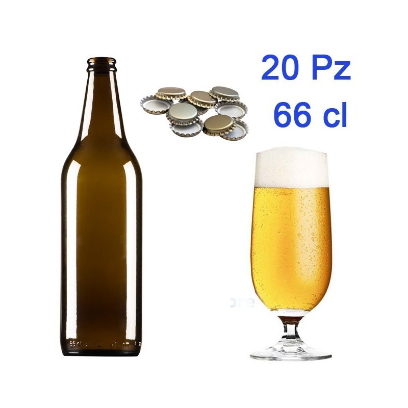 kit 20 bottiglie in vetro vuote per birra da 660 ml