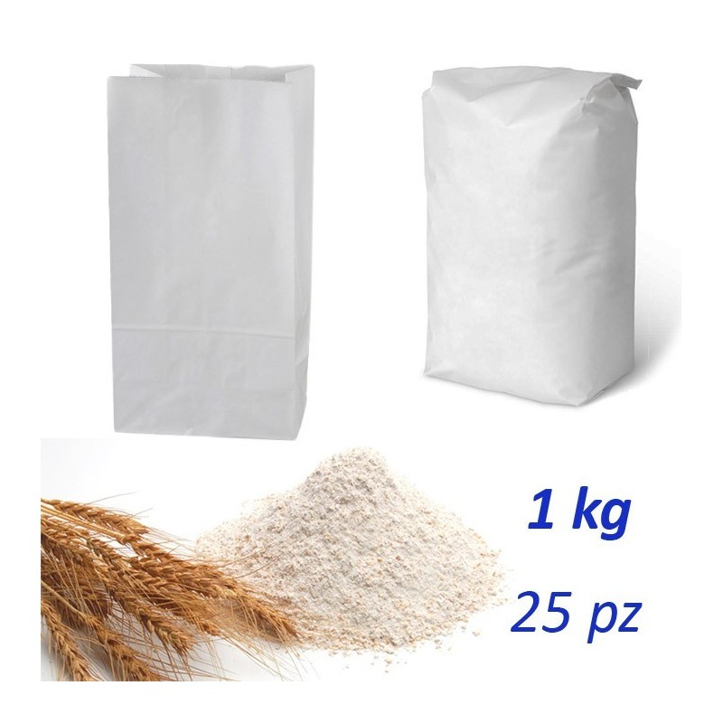 set 25 sacchetti in carta bianca per farina da 1 kg
