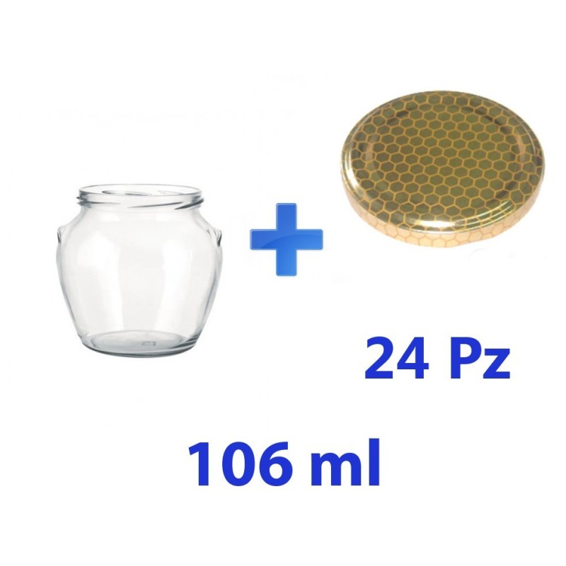 24 Barattoli in vetro Orcio per Miele 106 ml - 130 g con tappo