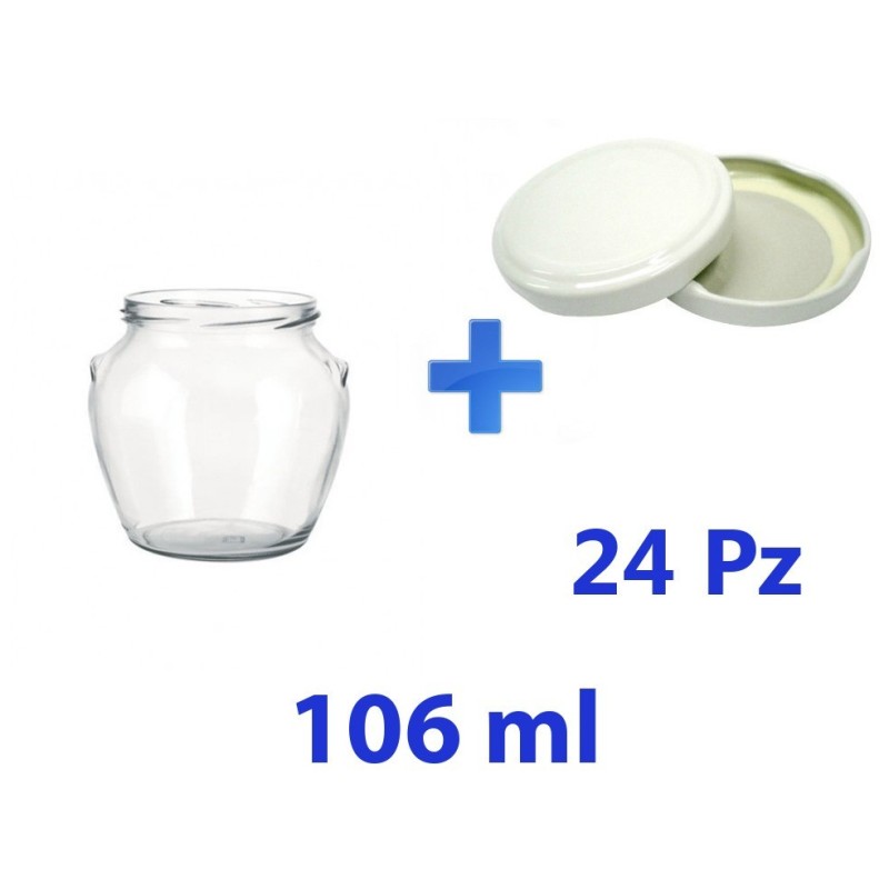 24 Barattoli in vetro Orcio per marmellate e confetti 106 ml con tappo