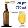 20 Bottiglie bottiglia vetro per birra Trento 750 ml - 75 cl con tappi corona