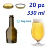 20 Bottiglie bottiglia vetro per birra Mariposa 330 ml - 33 cl + tappi