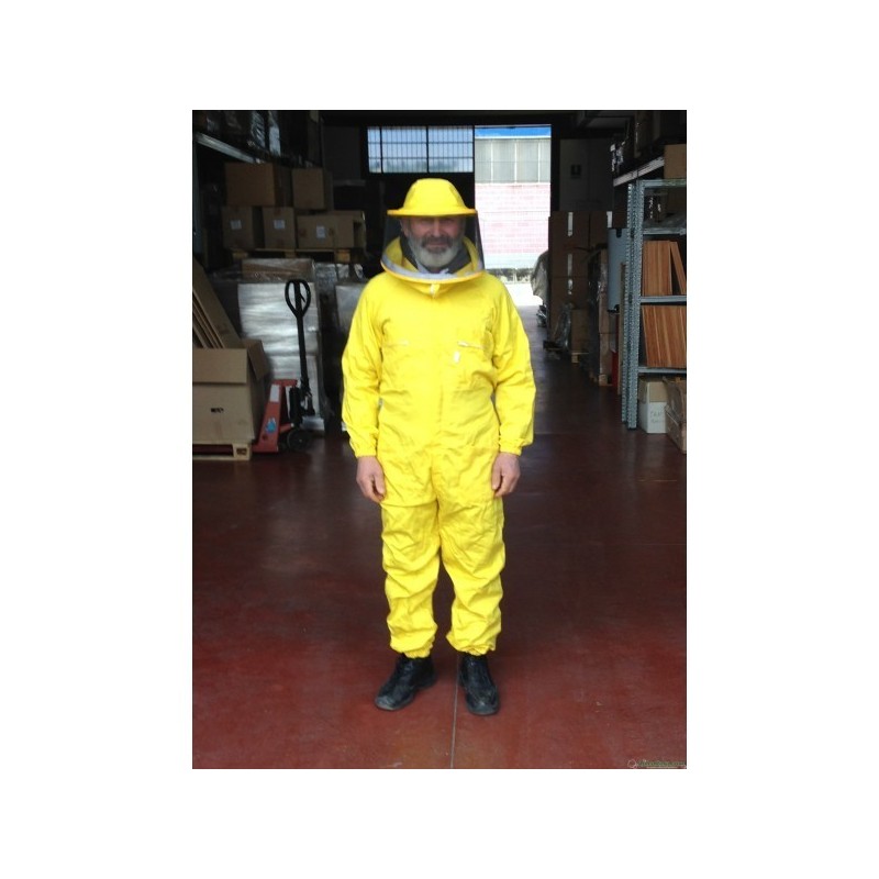 TUTA COMPATTA GIALLA COMPLETA DI MASCHERA PER APICOLTORE TAG. S