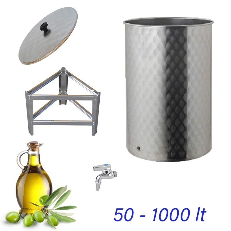 Serbatoio in acciaio inox per lo stoccaggio di olio di oliva (formato da 50 a 1000 lt)