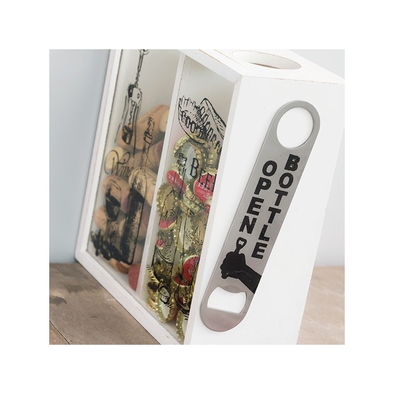 QUADRO PER TAPPI BOTTIGLIE VINO E BIRRA CM 23x22 CON CAVATAPPI