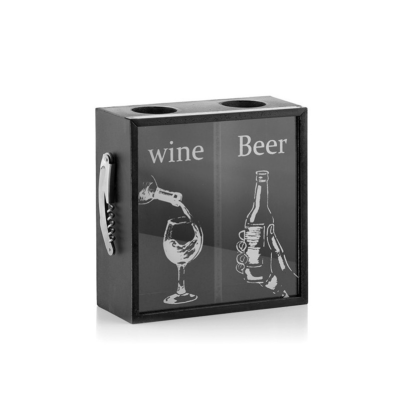 QUADRO PER TAPPI BOTTIGLIE VINO E BIRRA CM 23x22 CON CAVATAPPI