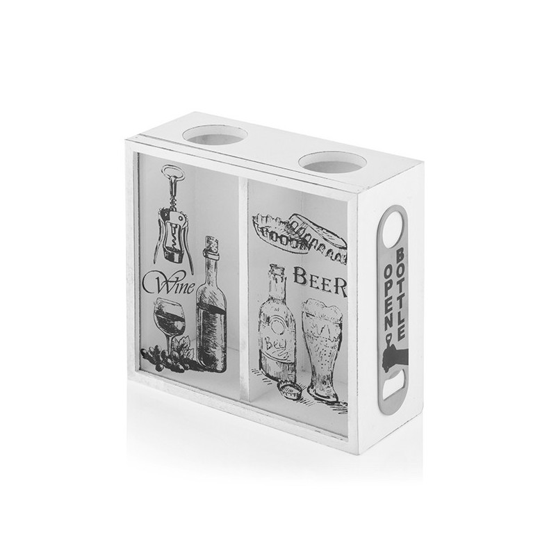 QUADRO PER TAPPI BOTTIGLIE VINO E BIRRA CM 23x22 CON CAVATAPPI