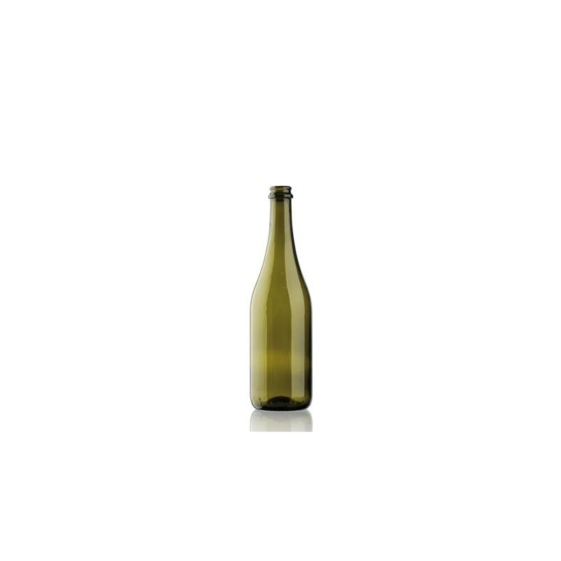Bottiglia emiliana da 750 ml colore verde con bocca per tappo corona