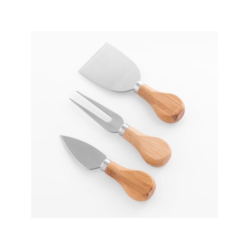 TAGLIERE FORMAGGI IN LEGNO BAMBOO CON 3 COLTELLI CM 38x18