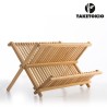 Scolapiatti in bamboo a due livelli su piano cucina moderno