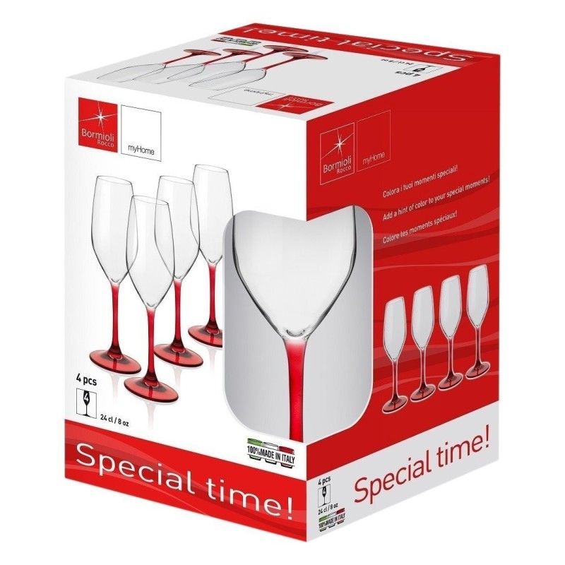 BICCHIERE SPECIAL TIME CALICE FLUTE Pz 4 GAMBO ROSSO