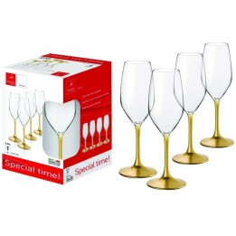 BICCHIERE SPECIAL TIME CALICE FLUTE Pz 4 GAMBO ORO