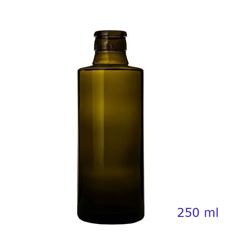 BOTTIGLIA VETRO FLACONE TONDO ANTI FRODE 250 ml VERDE