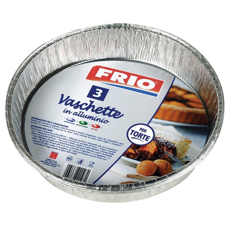 VASCHETTA IN ALLUMINIO PER ALIMENTI TONDA CM 23x4 Pz 3
