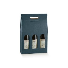 VALIGETTA PER BOTTIGLIE 3 POSTI BLU