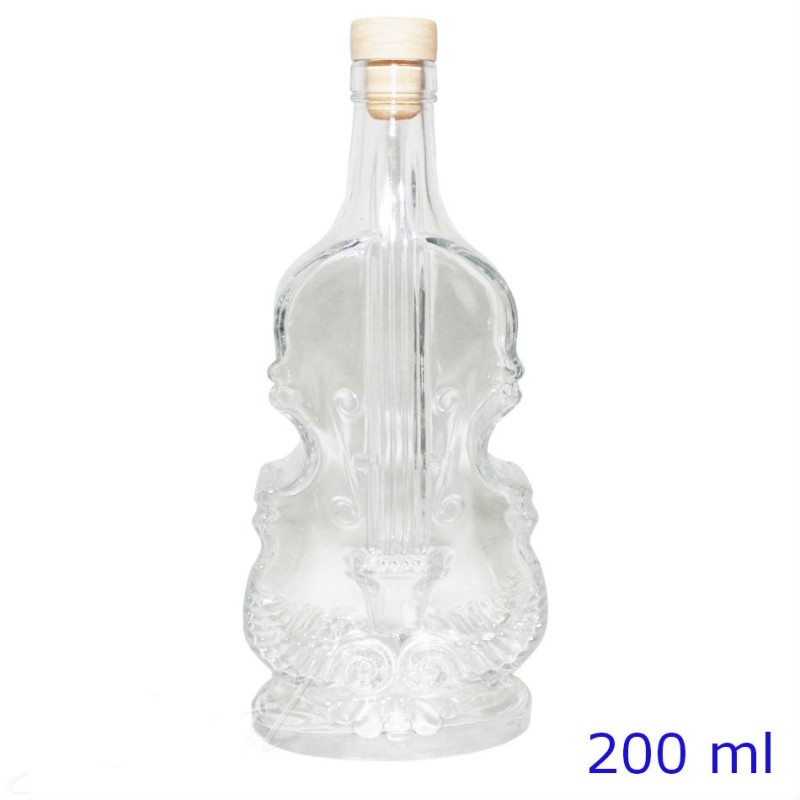 BOTTIGLIA VIOLINO 200 ml TRASPARENTE CON TAPPO - 6 Pz