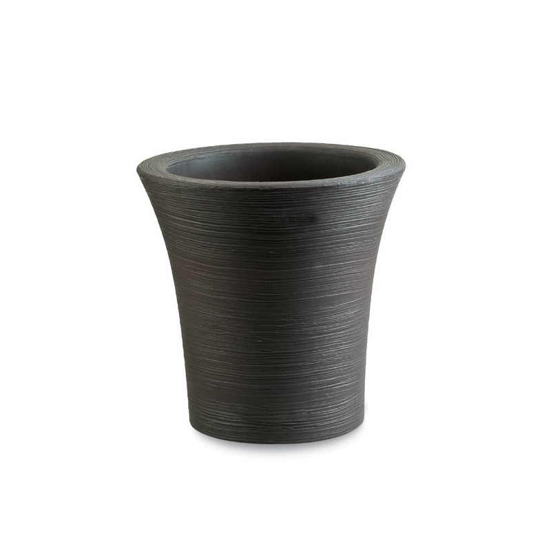 VASO PLASTICA STRIATO MIMOSA TONDO CM 50 MARRONE