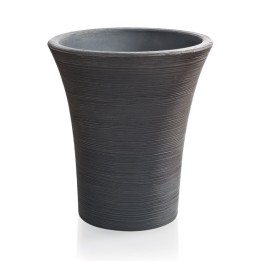 VASO PLASTICA STRIATO MIMOSA TONDO CM 50 ANTRACITE