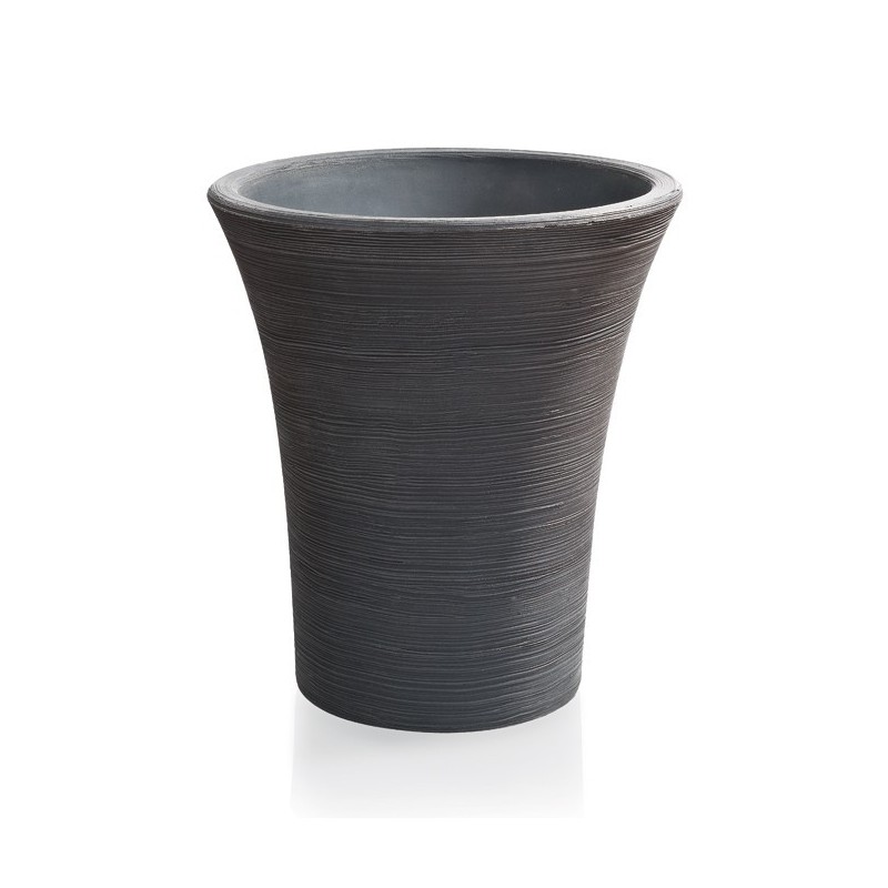 VASO PLASTICA STRIATO MIMOSA TONDO CM 50 ANTRACITE