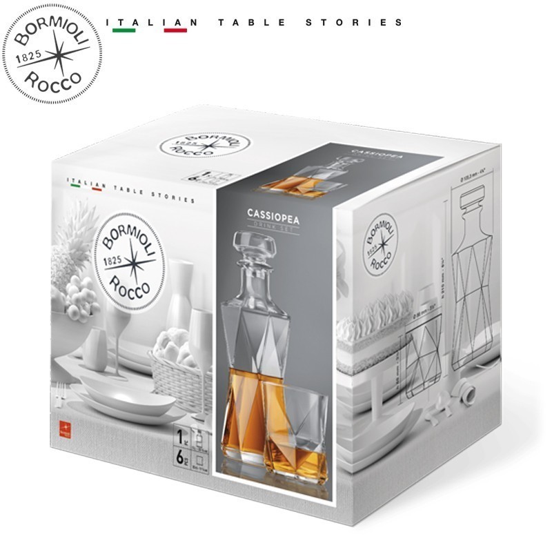 Set Whisky Cassiopea Spirits 7 Pezzi | Bormioli Rocco | Elegante Servizio in Vetro