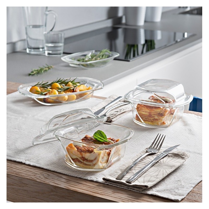 SET PIROFILE IN VETRO CHEF N'TABLE Pz 6 (3 PIROFILE + 3 COPERCHI)