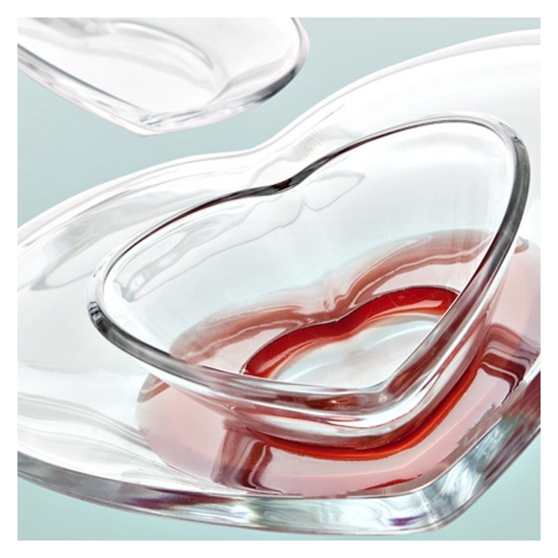 SET CENTROTAVOLA VETRO Pz 2 CUORE