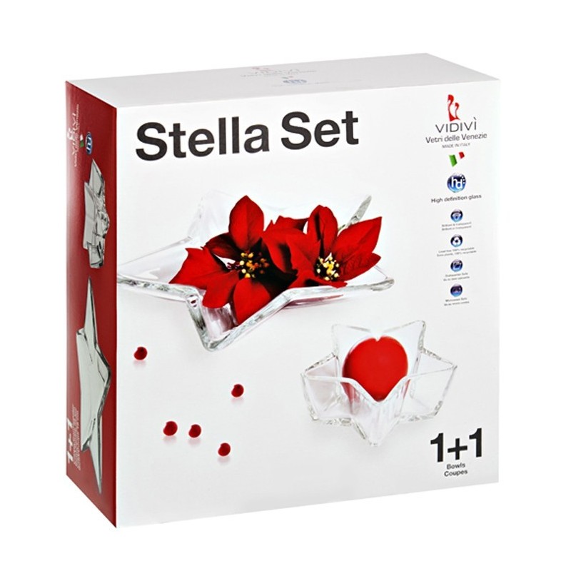 SET CENTROTAVOLA VETRO Pz 2 STELLA