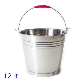 SECCHIO METALLO ACCIAIO MANICO PLASTICA Lt 12
