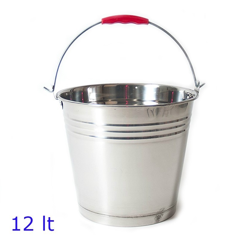 SECCHIO METALLO ACCIAIO MANICO PLASTICA Lt 12