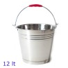 SECCHIO METALLO ACCIAIO MANICO PLASTICA Lt 12