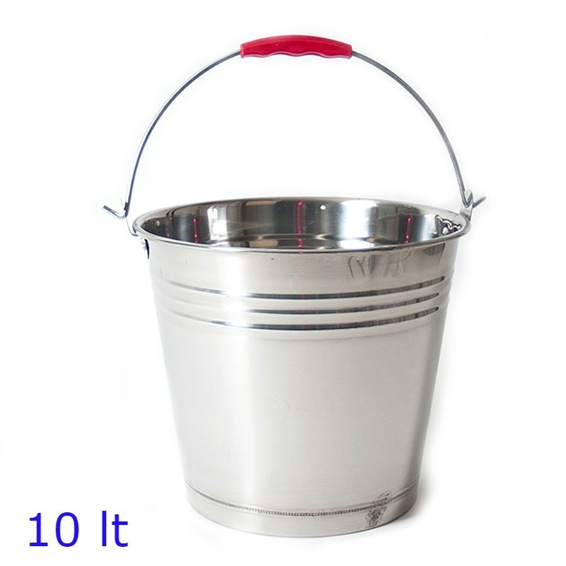 SECCHIO METALLO ACCIAIO MANICO PLASTICA Lt 10