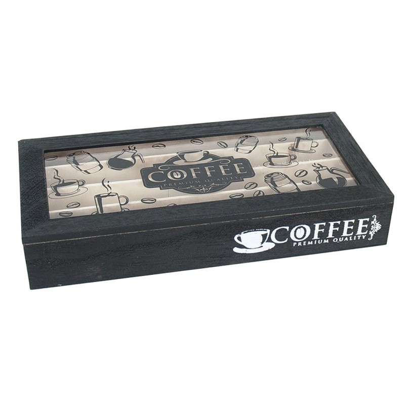 CASSETTA PORTA CAPSULE CAFFE' IN LEGNO CM 35x17 - NERO