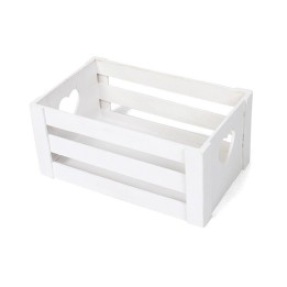 CASSETTA IN LEGNO BIANCA CM 26x16x12 H A CUORI