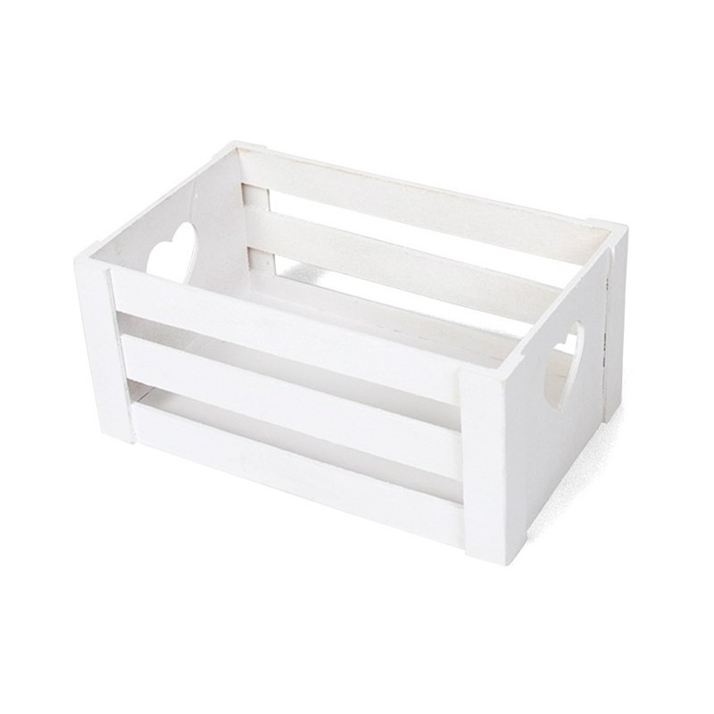 CASSETTA IN LEGNO BIANCA CM 26x16x12 H A CUORI