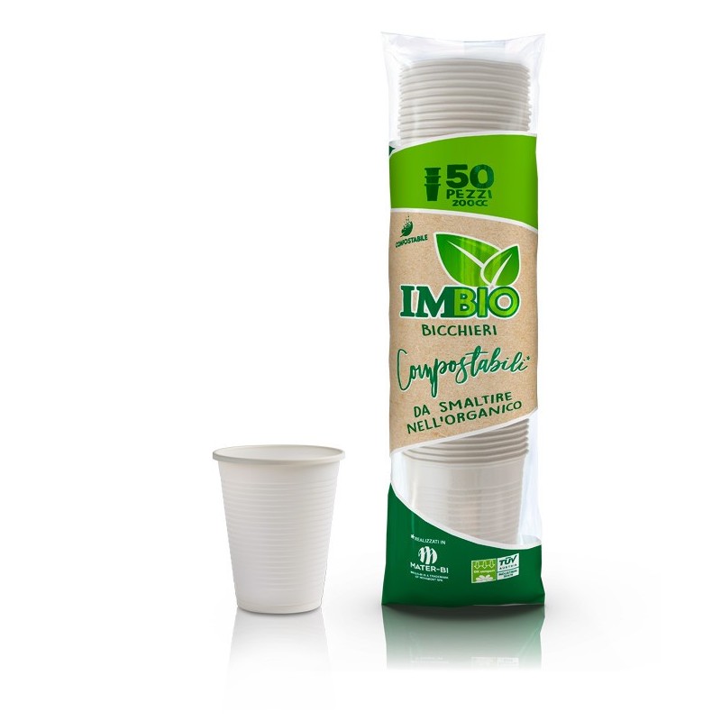 BICCHIERI PLASTICA COMPOSTABILI MATER-BI 50 Pz ACQUA