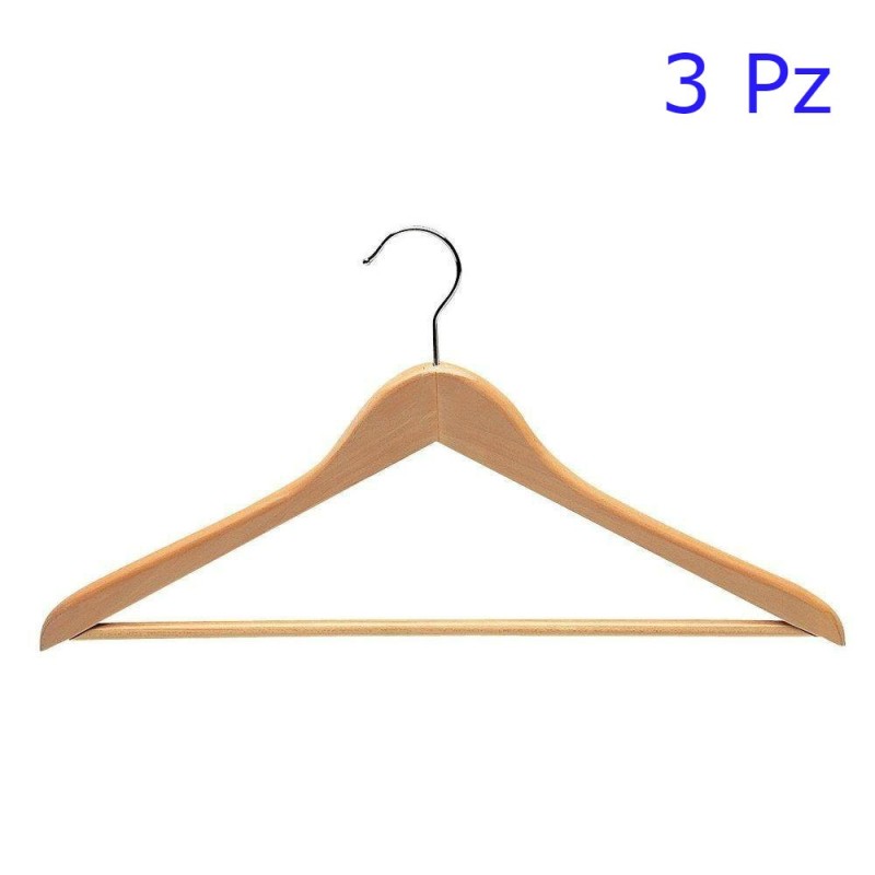GRUCCE APPENDI ABITI IN LEGNO 3 Pz LUSSO