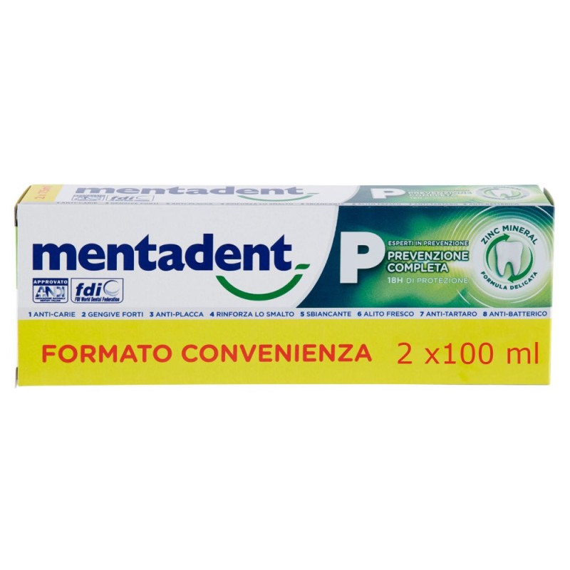 DENTIFRICIO MENTADENT P PROTEZIONE COMPLETA 2 x 100 ML