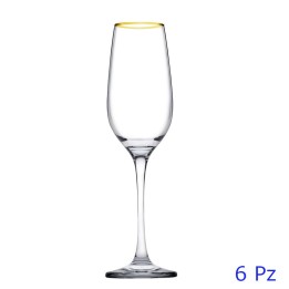 calice flute con bordo colore oro amber pasabahce