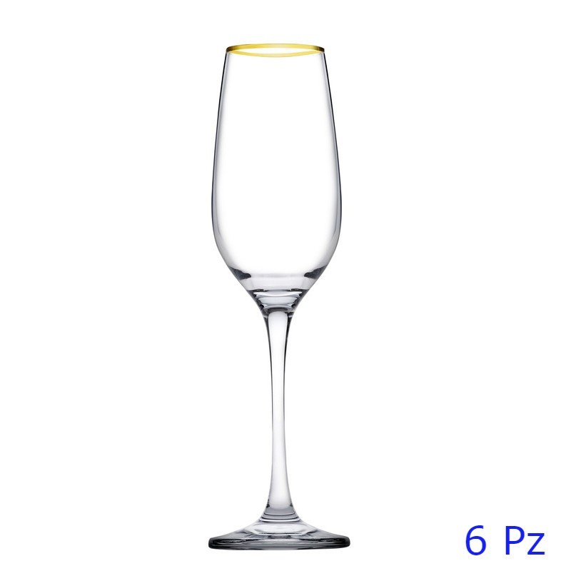 calice flute con bordo colore oro amber pasabahce