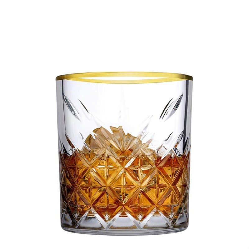 BICCHIERI VETRO TIMELESS GOLDEN TOUCH ACQUA FILO ORO 4 Pz