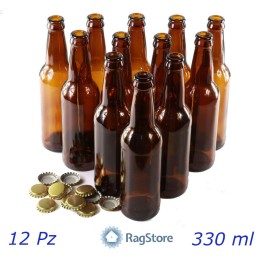 12 bottiglie vetro per birra da 33 cl