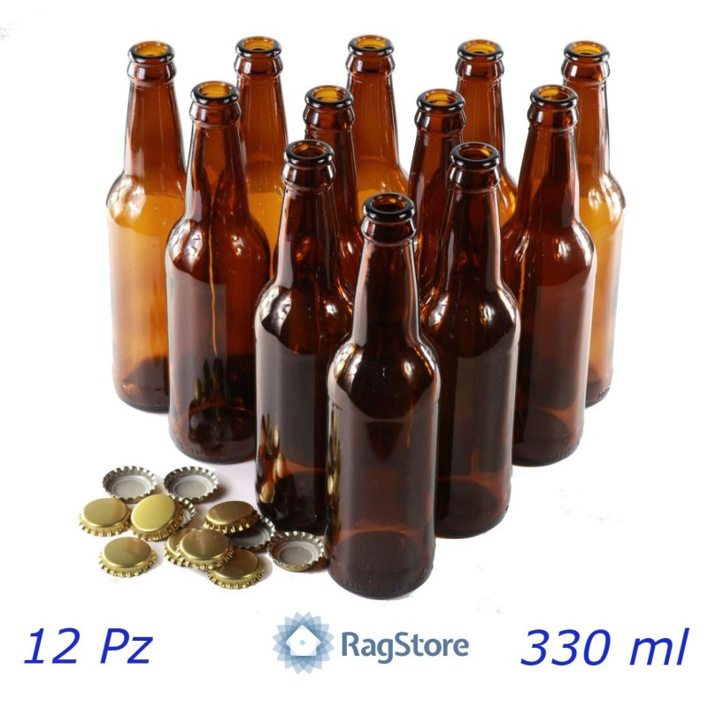 12 bottiglie vetro per birra da 33 cl