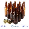 12 bottiglie vetro per birra da 33 cl