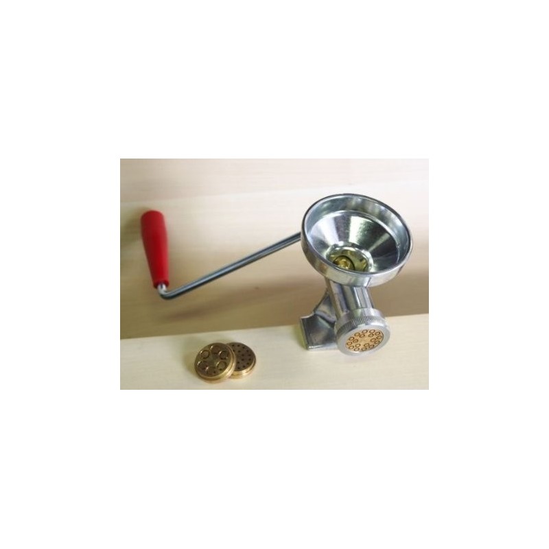 Torchietto manuale per pasta con 3 trafile in ottone - New Omra