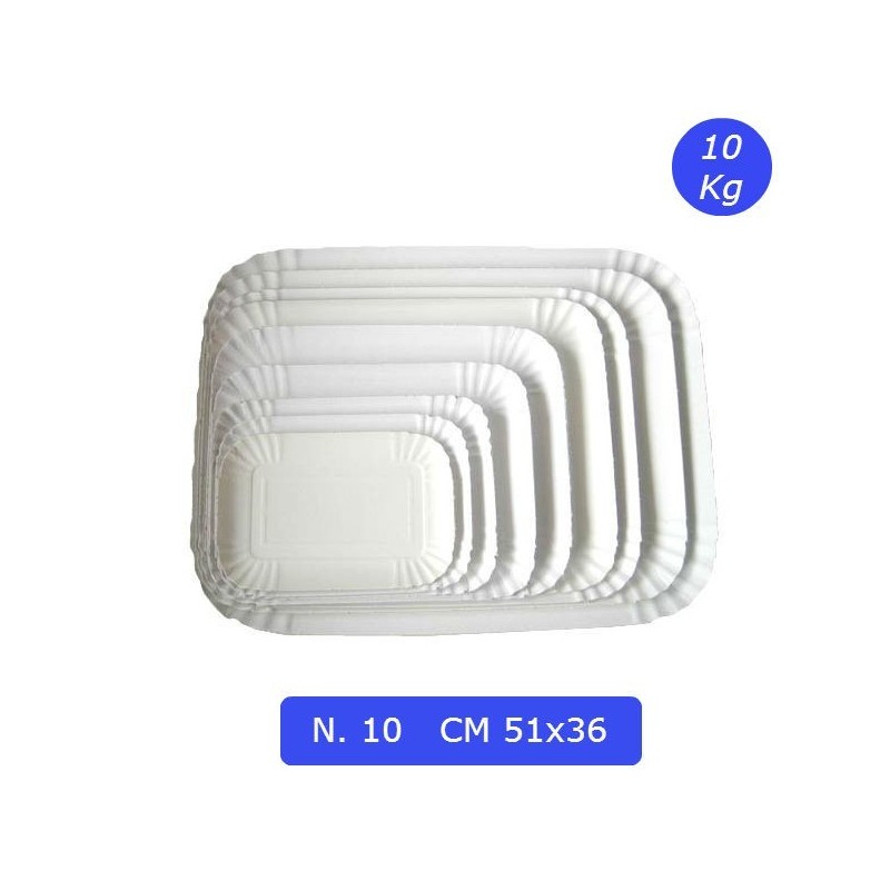 VASSOIO CARTA RETTANGOLARE BIANCO N 10 CM 51x36 KG 10