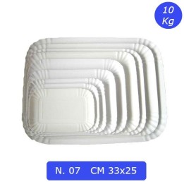 VASSOIO CARTA RETTANGOLARE BIANCO N 07 CM 33x25 KG 10