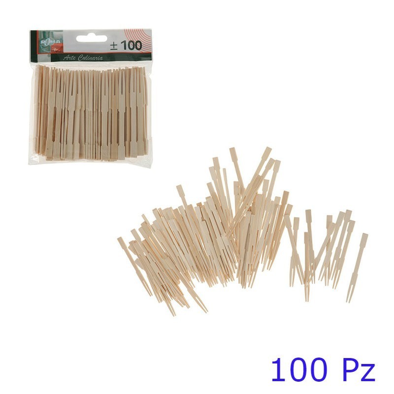 FORCHETTE ECOLOGICHE IN LEGNO DI PINO PER FINGER FOOD Pz 100