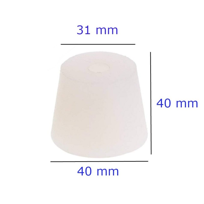 Tappo conico in silicone 40-31x40 con foro 11 mm