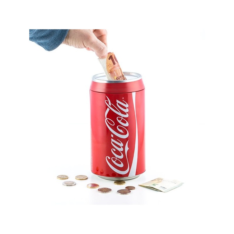 Salvadanaio in metallo a forma di lattina Coca-Cola